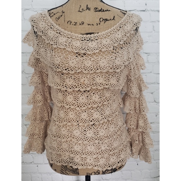 Vintage Tops - VINTAGE 1980'S BOHO YARNS CROCHET LAYERED TOP